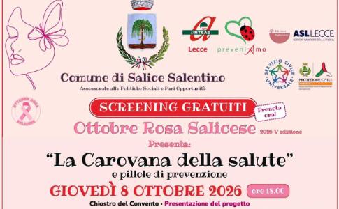 8 OTTOBRE 2026 - AL VIA L OTTOBRE ROSA SALICESE_SCREENING GRATUITI CON LA CAROVANA DELLA SALUTE
