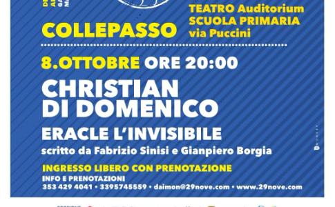 Giovedì 8 ottobre, a Collepasso, in scena Christian Di Domenico con "Eracle l'invisibile" per "Crita. Festival delle arti"