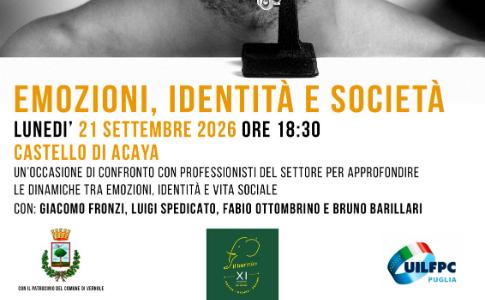 Lunedì 21 settembre, castello di ACAYA, ore 18.30 - "EMOZIONI, IDENTITÀ E SOCIETÀ" incontro sul ruolo della fotografia e della comunicazione visiva nella società contemporanea
